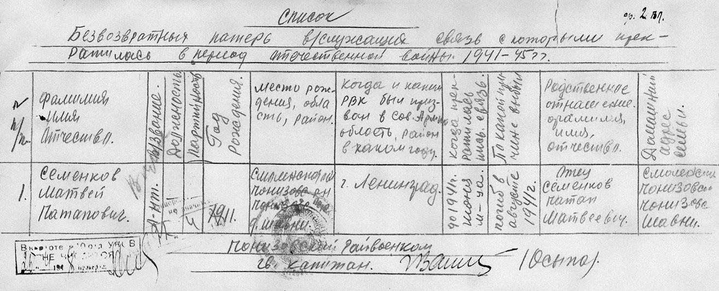 Семенков Матвей Потапович — документ 2