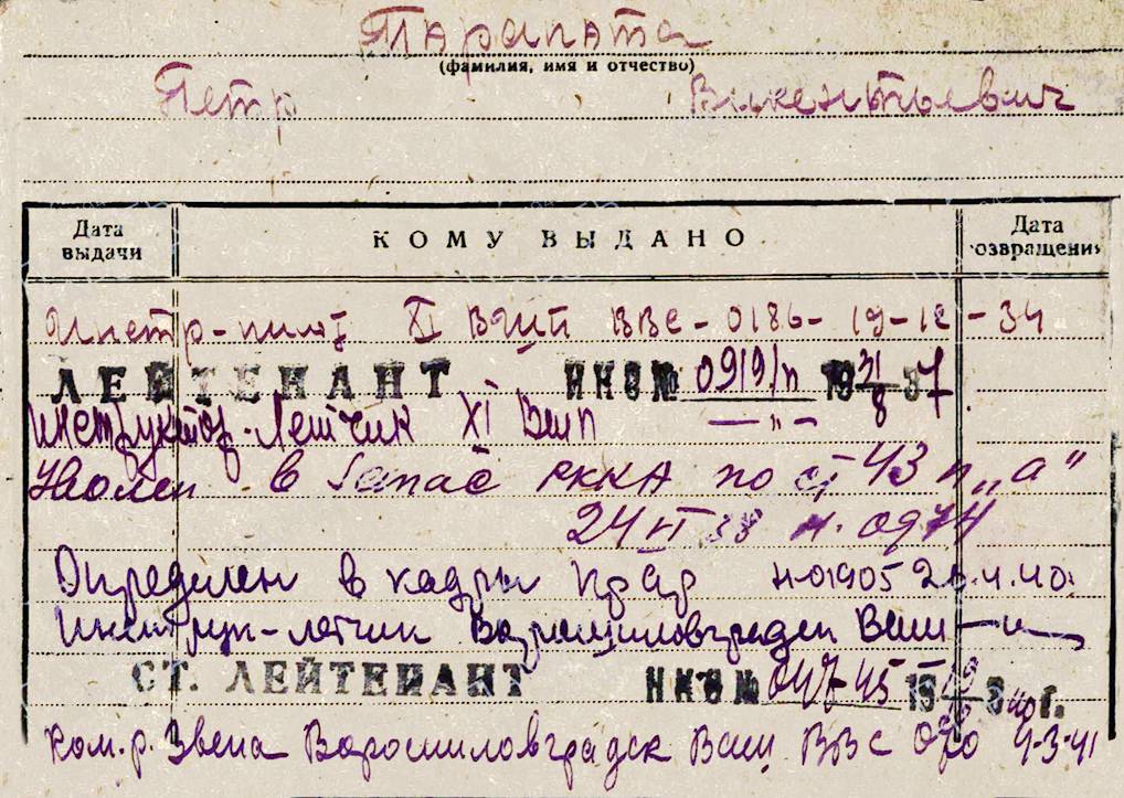 Тарапата Петр Викентьевич — документ 1